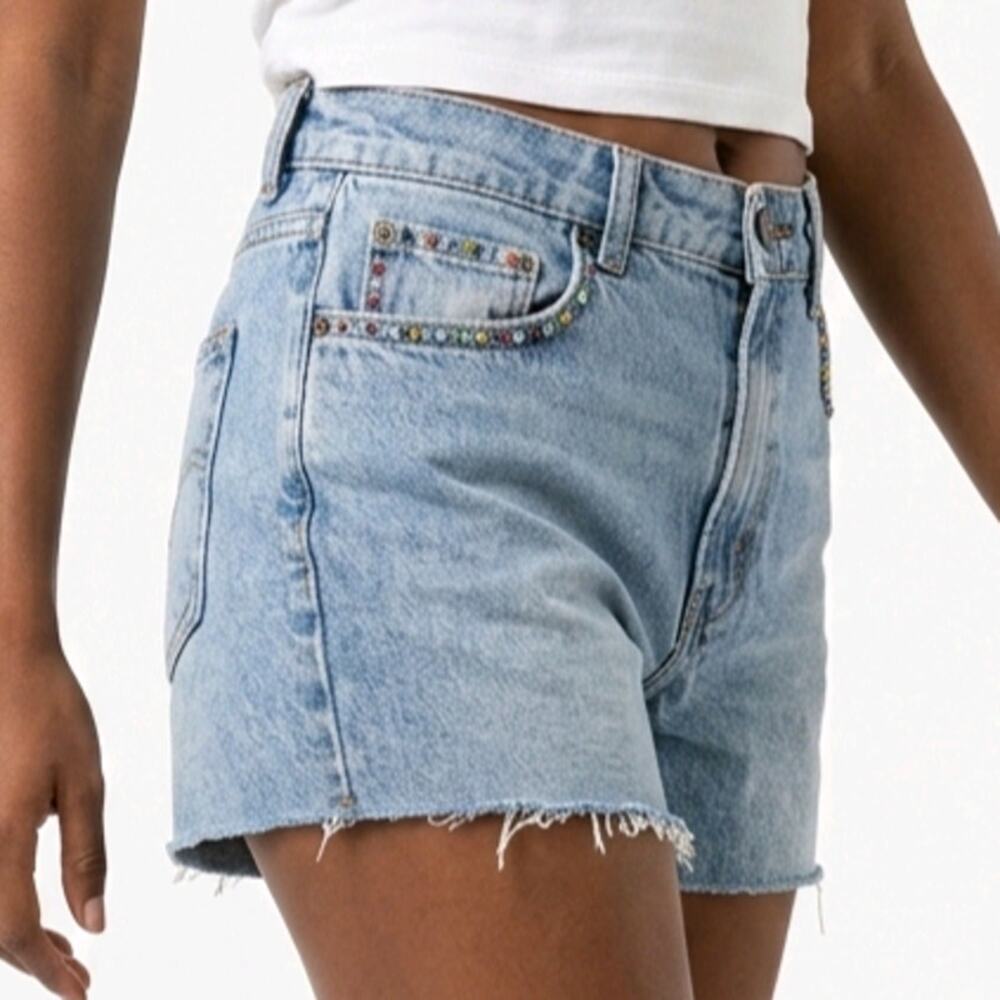 Levi’s 550 Rhinestone Cutoff Denim Shorts 29 Y2K Bling Distressed Jorts